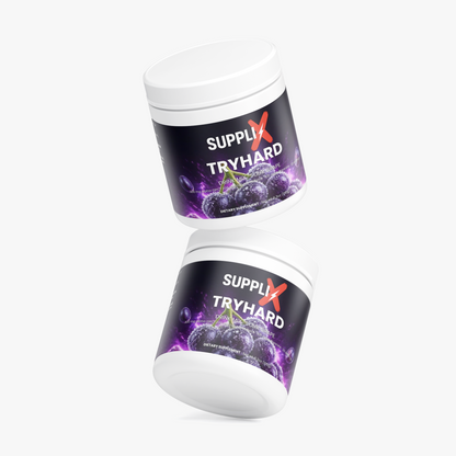 SUPPLI-X Tryhard Drink Mix Sour Grape, two tubs floating