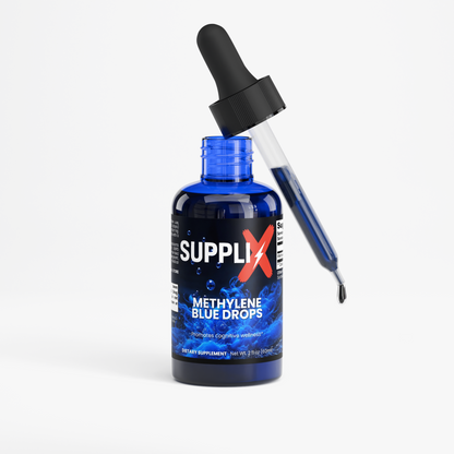 SUPPLI-X Cobalt Ridge Methylene Blue Drops 10 mg per serving – bottle and dropper