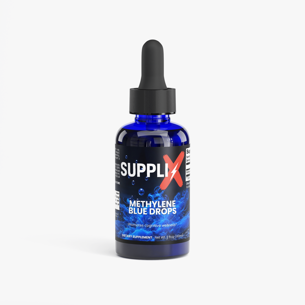 SUPPLI-X Cobalt Ridge Methylene Blue Drops 2 fl oz bottle with dropper – front view