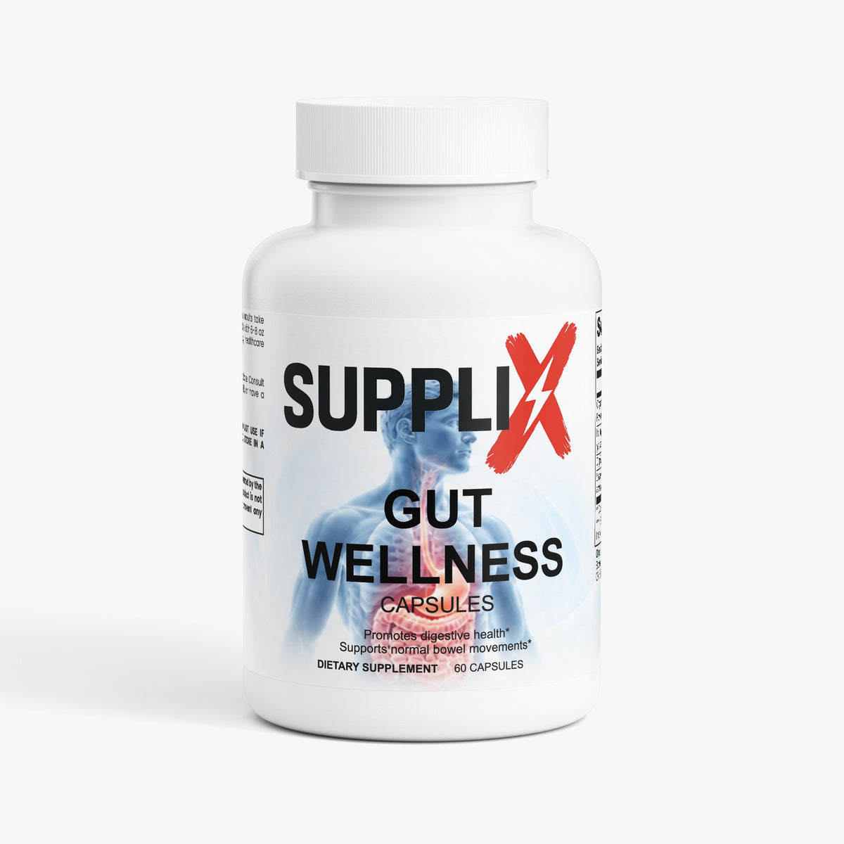 SUPPLI-X Gut Wellness Supplement – ACV, Probiotic, Prebiotic & DigeZyme, 60 Capsules