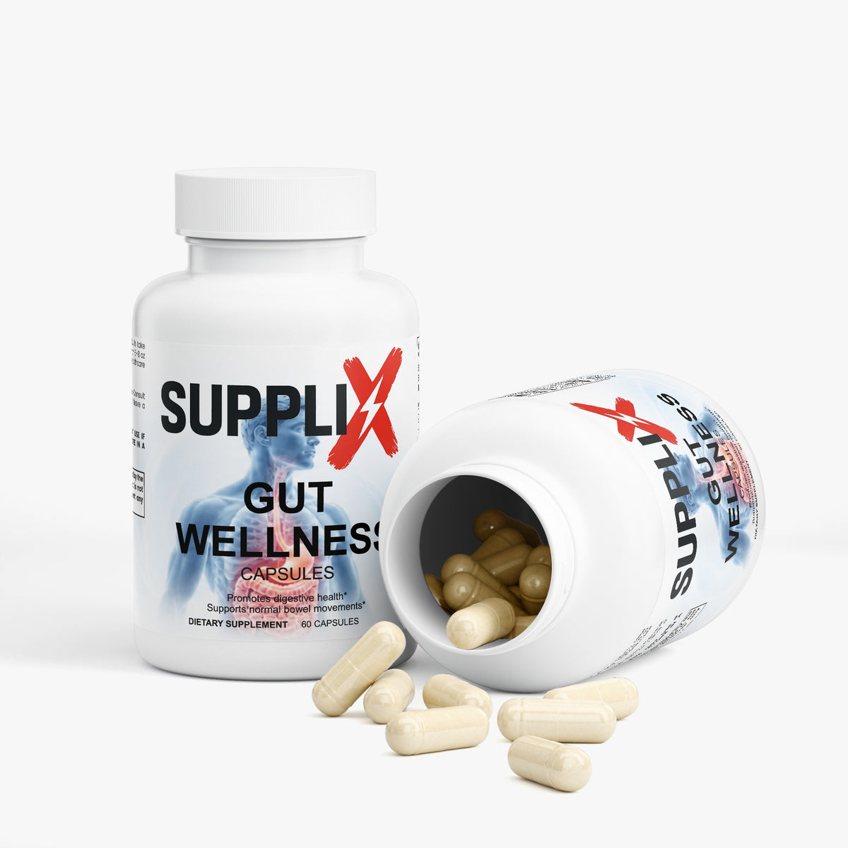 SUPPLI-X Gut Wellness Supplement – ACV, Probiotic, Prebiotic & DigeZyme, 60 Capsules