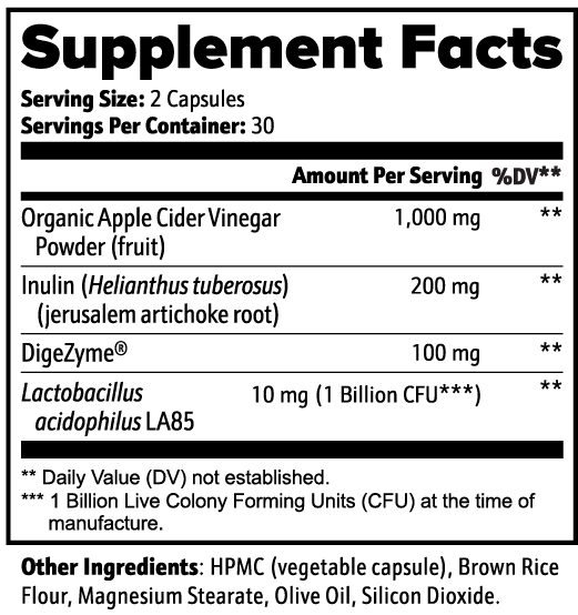 SUPPLI-X Gut Wellness Supplement – ACV, Probiotic, Prebiotic & DigeZyme, 60 Capsules