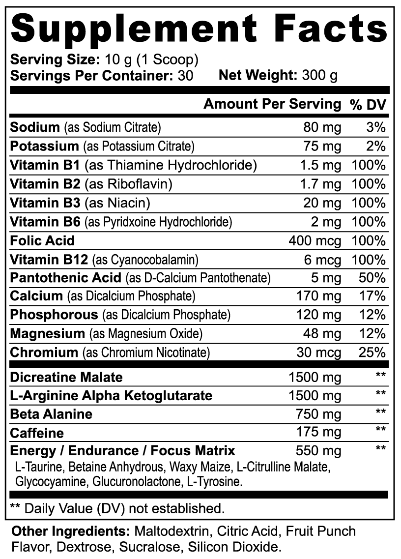 SUPPLI-X Nitric Shock Pre-Workout Booster (Fruit Punch) - Suppli-X Fuel Your Edge