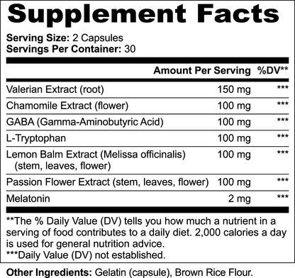 SUPPLI-X Sleep Formula | Valerian, Melatonin, GABA & L-Tryptophan | 60 Capsules