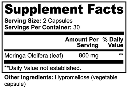 SUPPLI-X Moringa Pure | 100% Moringa Oleifera Leaf | Vegan | 60 Capsules