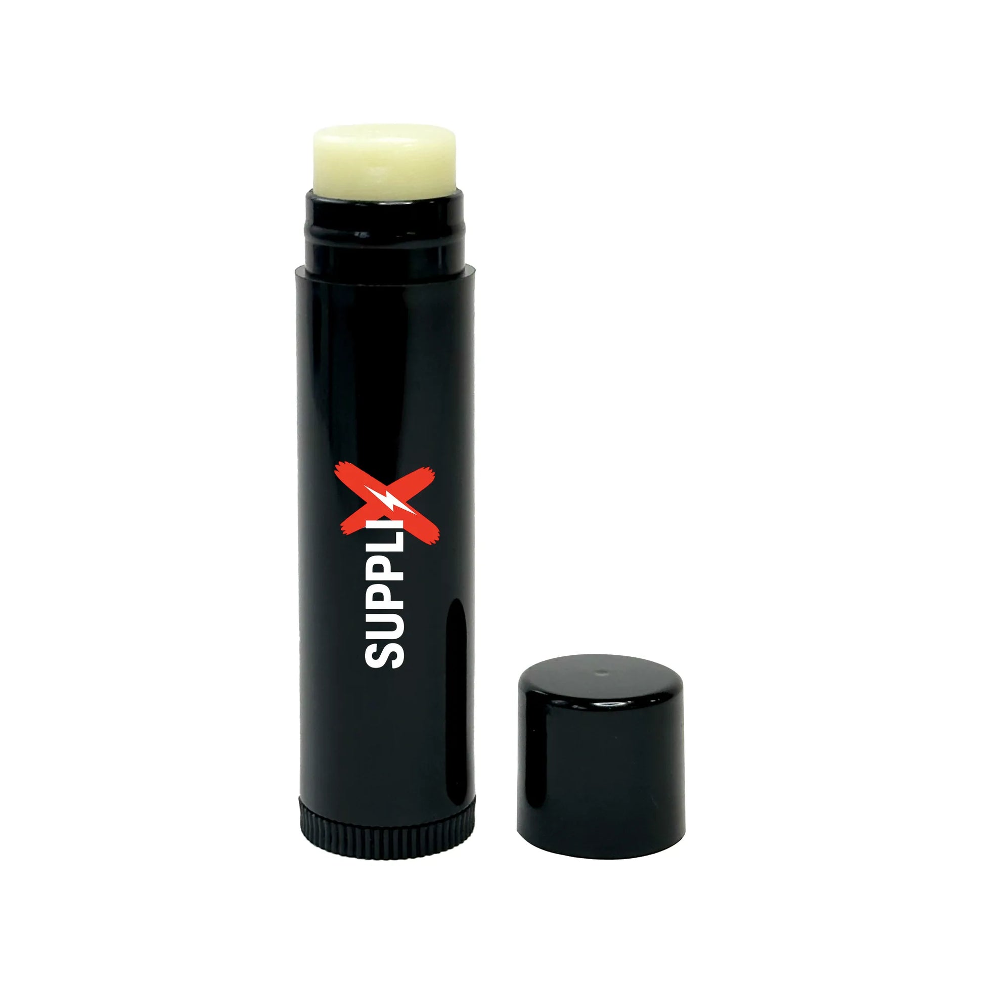 Smooth SUPPLI-X Vegan Lip Balm tube in hand, applying unscented plant-based formula with avocado and coconut oils for deeply 