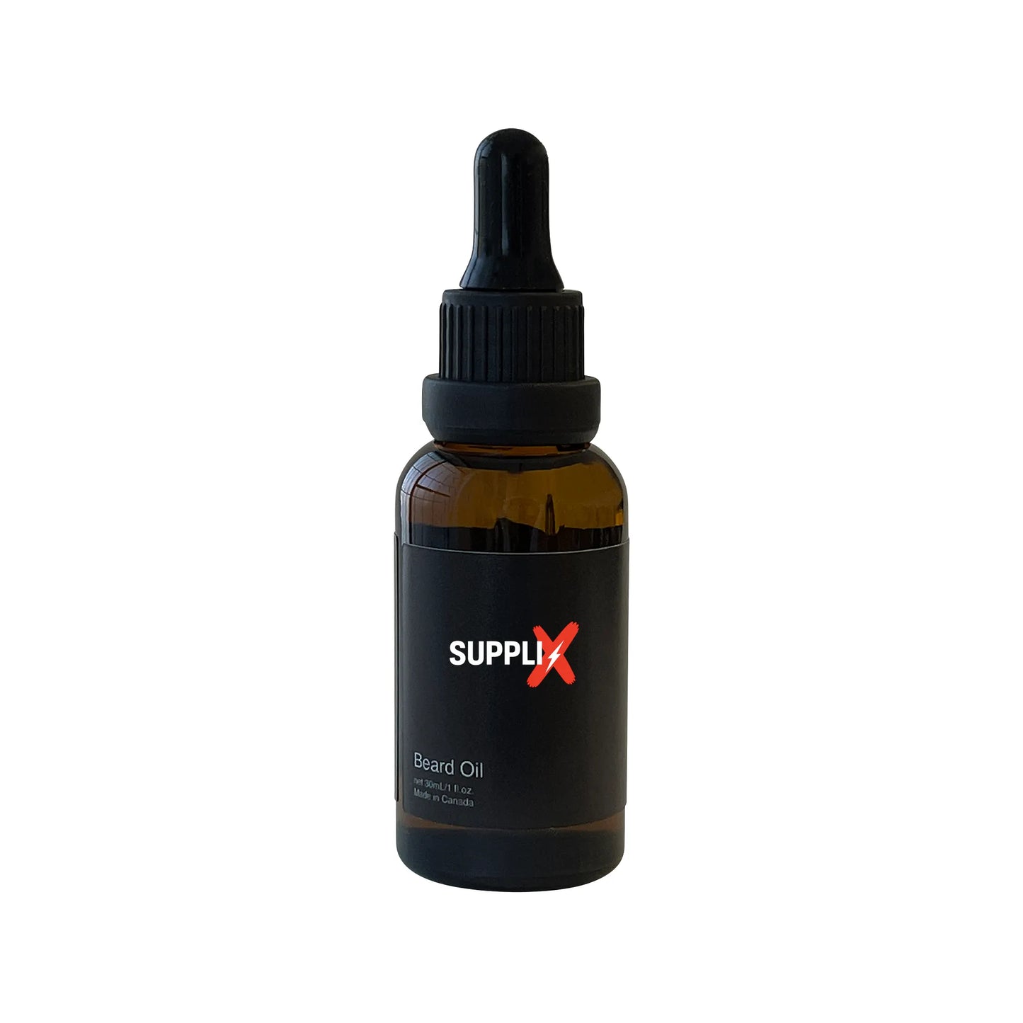 Premium bottle of SUPPLI-X Speakeasy natural beard oil with dropper cap, infused with jojoba, argan, and grape seed oils for 