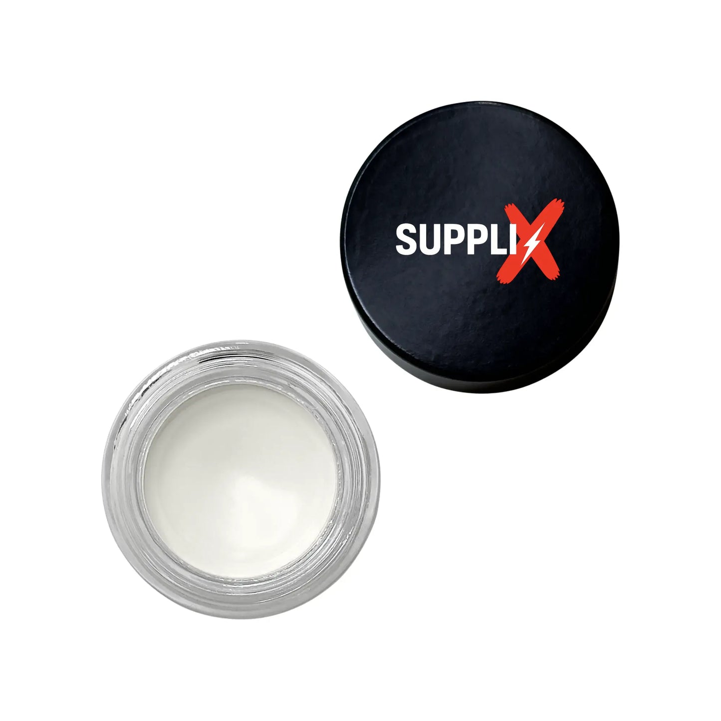 Close-up of creamy white gel eyeliner gliding smoothly on eyelid, showcasing intense pigment and velvety finish with Vitamin 