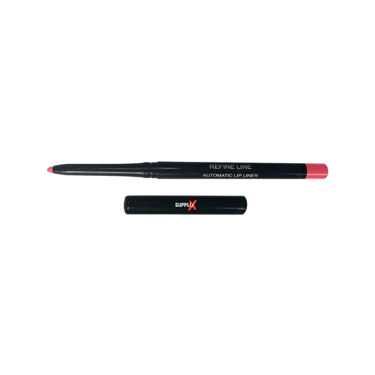 Sleek retractable SUPPLI-X Automatic Lip Liner in warm Beach Babe nude shade, infused with conditioning shea butter for smoot