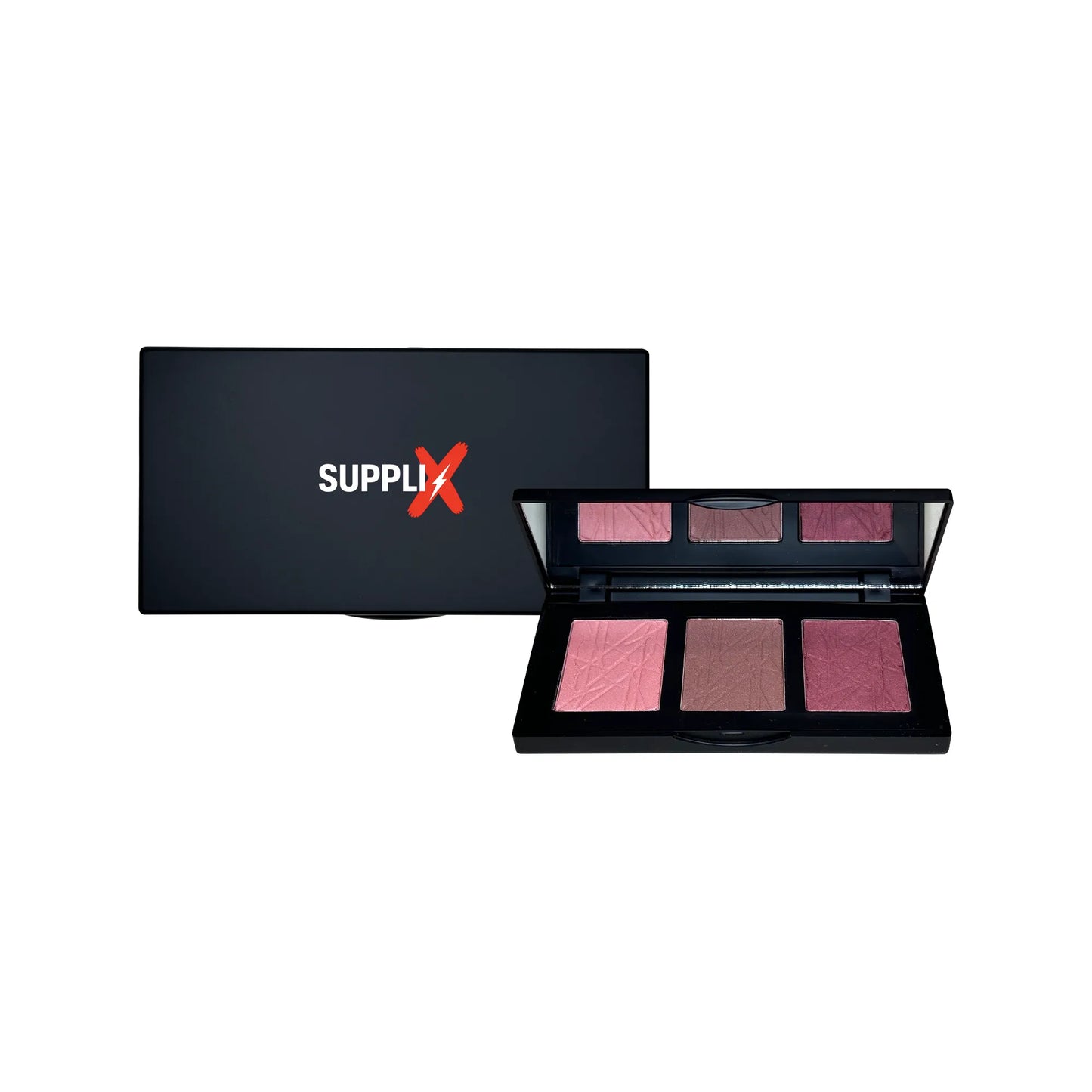 Vibrant 3-shade squishy blush palette in silky powder with jojoba oil for buildable matte glow, nourishing all skin tones for