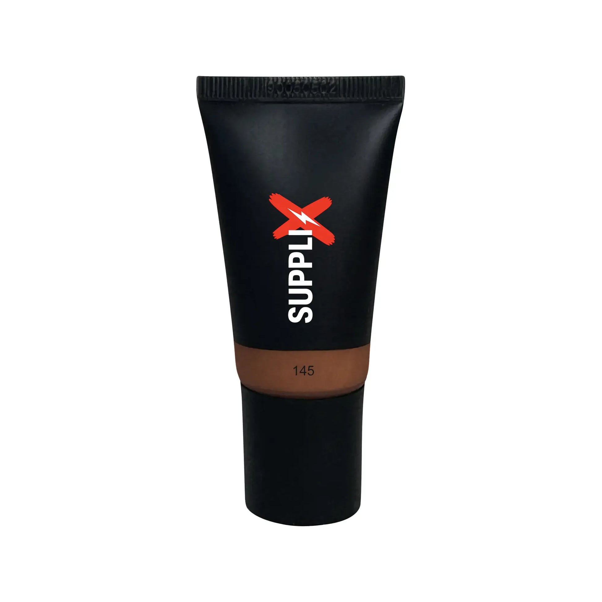 Bottle of SUPPLI-X Espresso Tinted Moisturizer on glowing skin model, showcasing sheer lightweight coverage, hyaluronic acid 