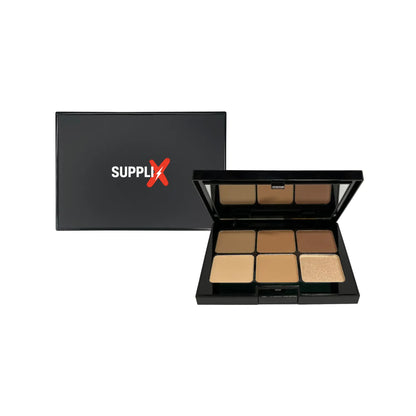 Vibrant close-up of SUPPLI-X La Creme vegan eyeshadow palette featuring 6 creamy, highly pigmented shades in matte and shimme