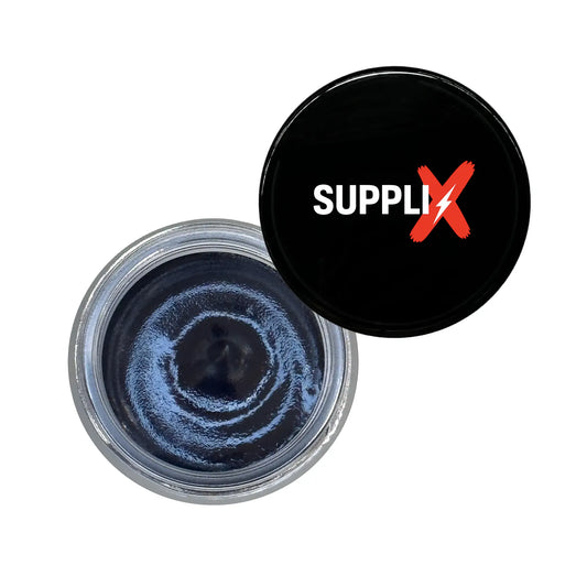 Jar of SUPPLI-X Glow Mask featuring thermal binchotan white charcoal formula, purifying oily skin with sodium bicarbonate for