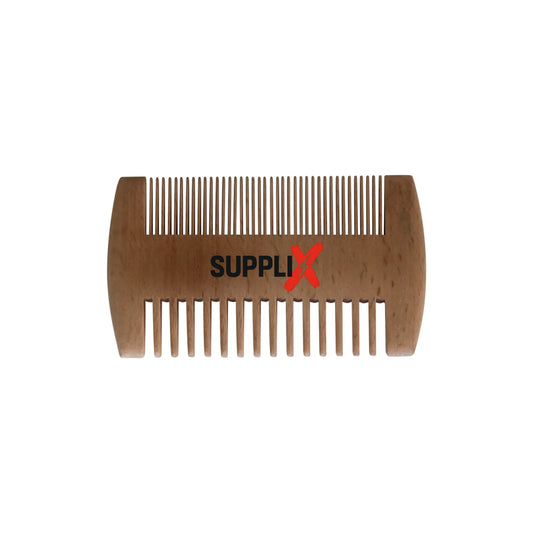 Sturdy 100% natural bamboo beard comb featuring wide and fine teeth for detangling and shaping hair, lightweight eco-friendly