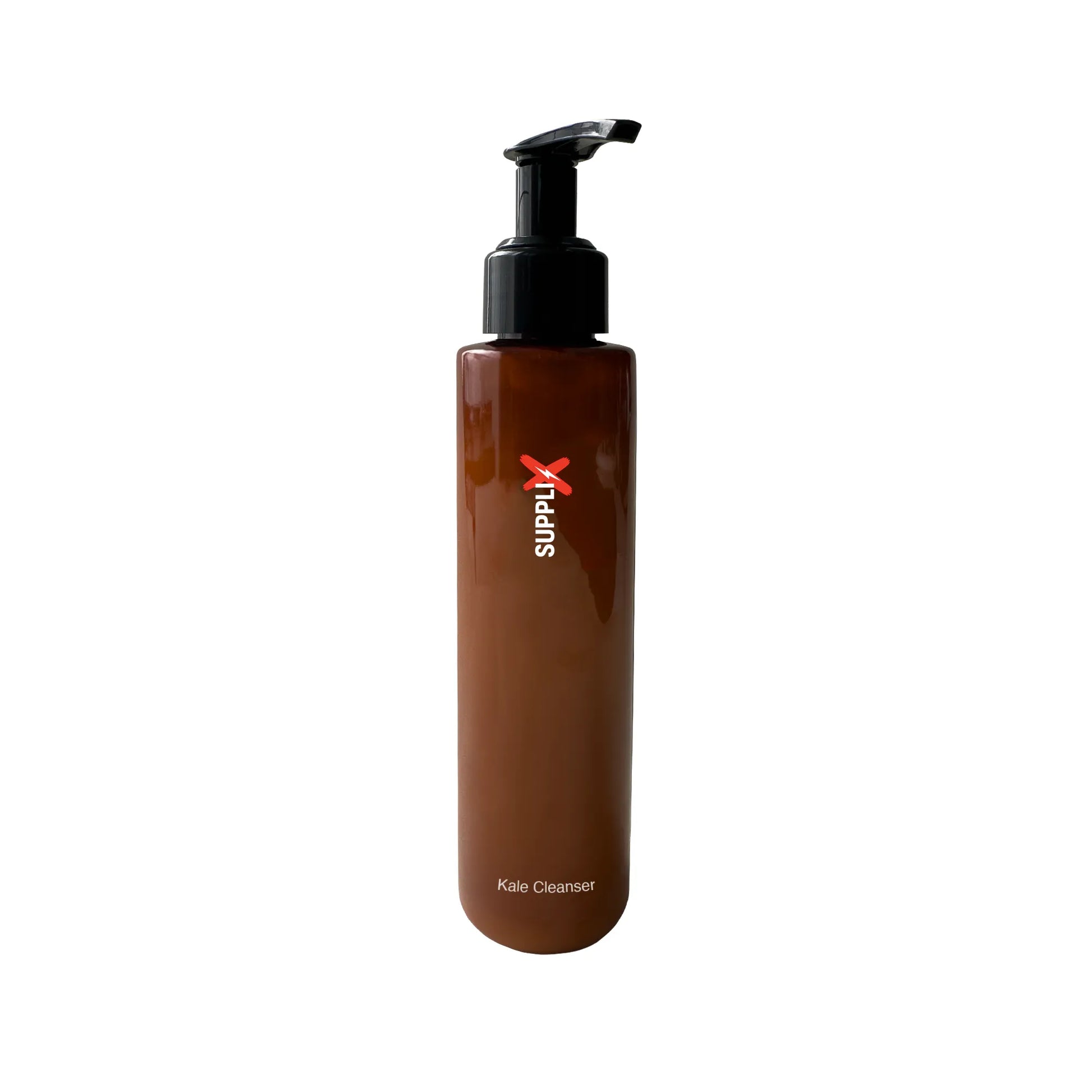 Refreshing bottle of SUPPLI-X Kale Face Cleanser infused with kale protein, carrot amino acids, and chamomile extracts for pl