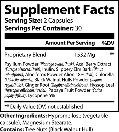 SUPPLI-X Max Detox | Acai Berry, Psyllium, Chlorella & Aloe | 60 Capsules