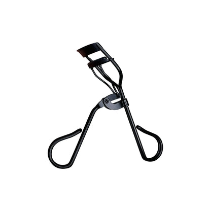 Premium stainless steel eyelash curler featuring wide-mouth design and soft silicone padding for painless, volumizing curls o