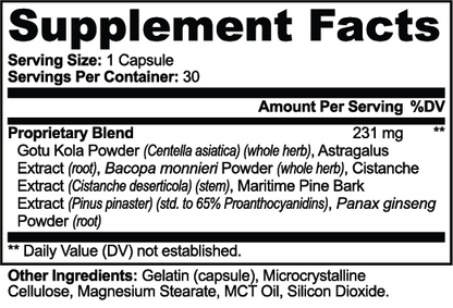 SUPPLI-X Gotu Kola & Bacopa Clarity Complex 30 capsules bottle