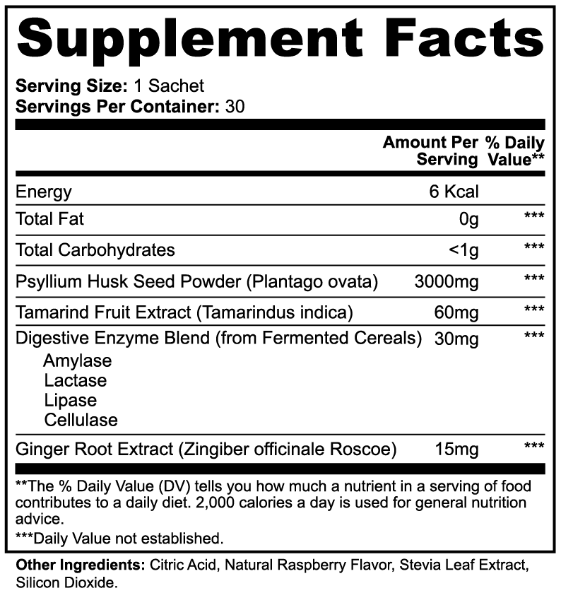 SUPPLI-X Colon Gentle Cleanse | Psyllium Husk, Ginger & Digestive Enzymes | 30 Sachets