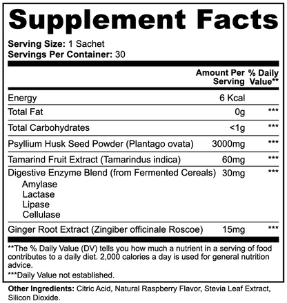 SUPPLI-X Colon Gentle Cleanse | Psyllium Husk, Ginger & Digestive Enzymes | 30 Sachets