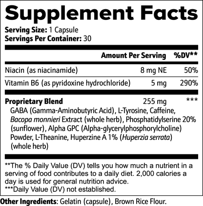 SUPPLI-X Cognitive Support | Bacopa, Alpha GPC & Huperzine A | 30 Capsules