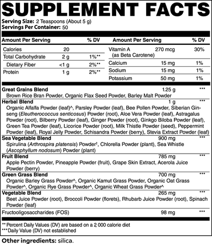 SUPPLI-X Ultra Cleanse Smoothie Greens | 40+ Superfoods, Grasses & Adaptogens | 250g