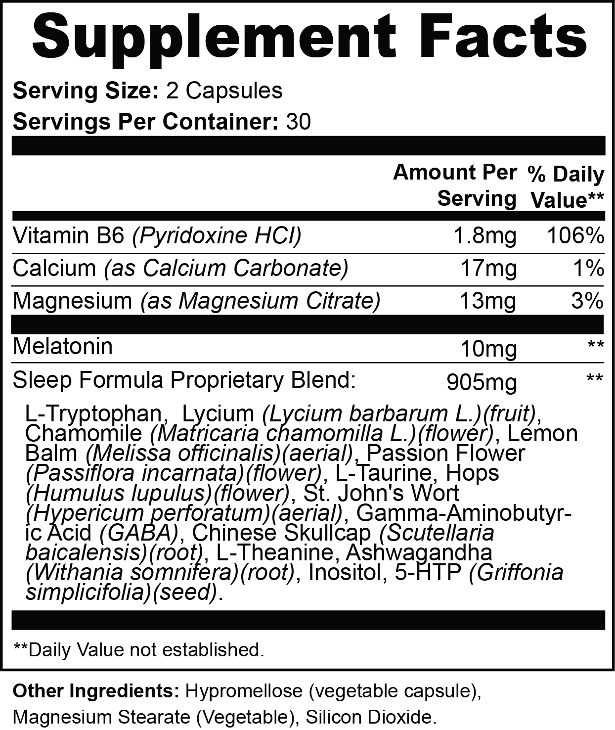 SUPPLI-X Sleep Support | Magnesium, Melatonin & Botanical Blend | 60 Capsules