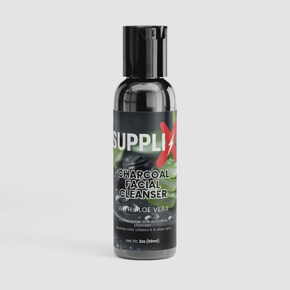 SUPPLI-X Charcoal Facial Cleanser | Activated Charcoal, Organic Tea Tree & Aloe Vera | 2 oz