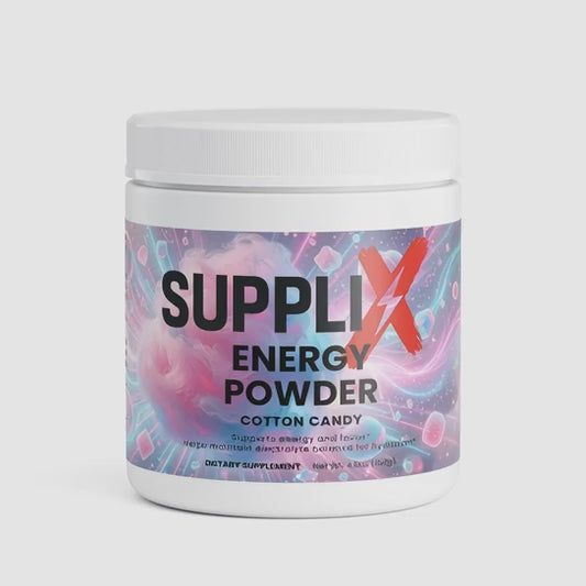 SUPPLI-X Energy Powder | Natural Caffeine, L-Theanine, Taurine & Electrolytes | Cotton Candy | 140g