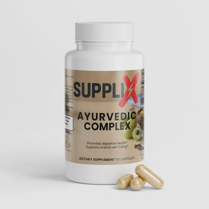 SUPPLI-X Ayurvedic Complex | 18 Herbs | Ashwagandha, Turmeric, Brahmi & Shilajit | NSF Certified | 60 Capsules