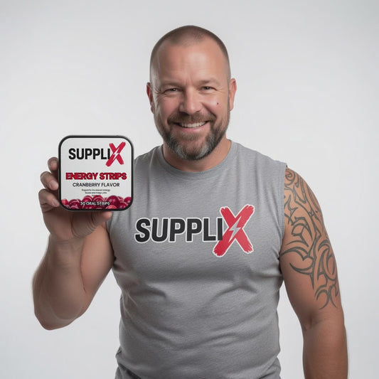 SUPPLI-X Energy Strips | Green Tea Caffeine, L-Theanine & Vitamin B12 | Cranberry | 30 Strips
