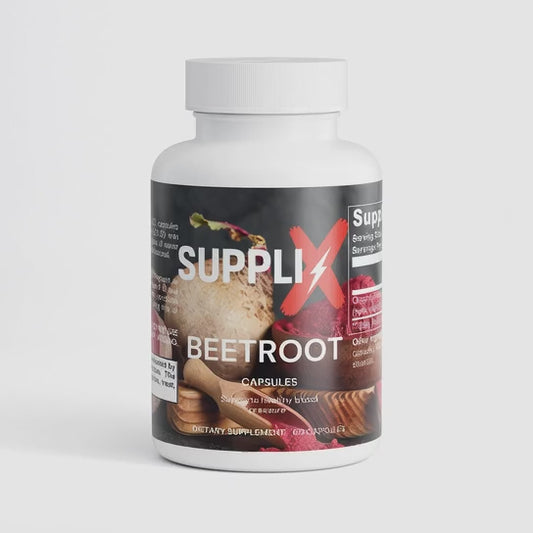 SUPPLI-X Organic Beetroot Capsules | Nitric Oxide & Endurance | NSF Certified | 60 Capsules