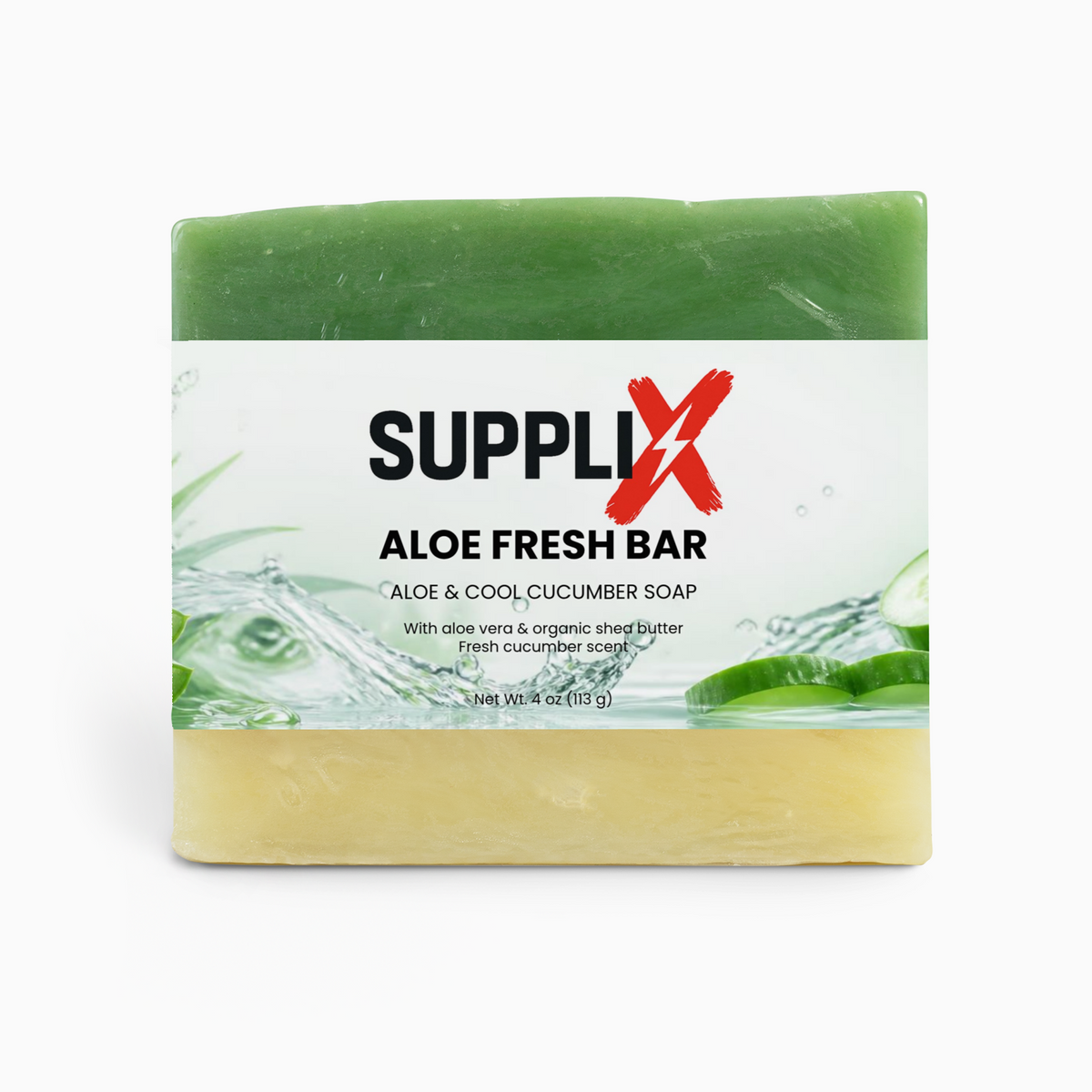 SUPPLI-X Aloe Fresh Bar – aloe vera and cucumber soap with organic shea butter, 4 oz
