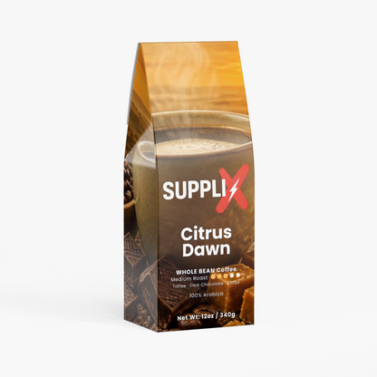 SUPPLI-X Citrus Dawn medium roast whole bean coffee, 12 oz bag