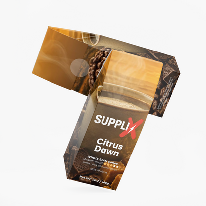 SUPPLI-X Citrus Dawn coffee with toffee, dark chocolate and citrus notes