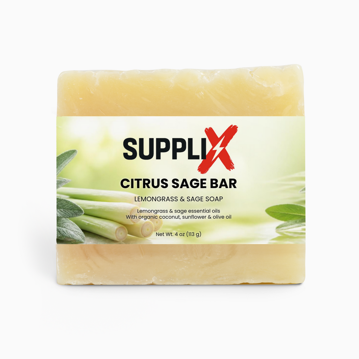 SUPPLI-X Citrus Sage Bar – lemongrass and sage essential oil soap, 4 oz