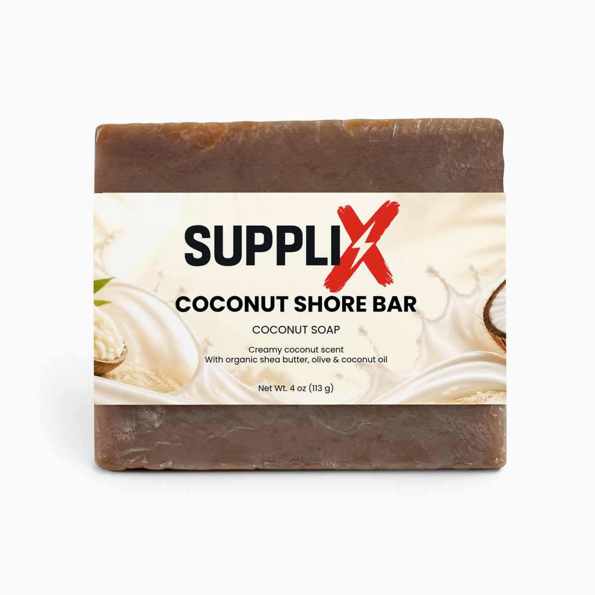 SUPPLI-X Coconut Shore Bar – coconut soap with organic shea butter, olive and coconut oil, 4 oz
