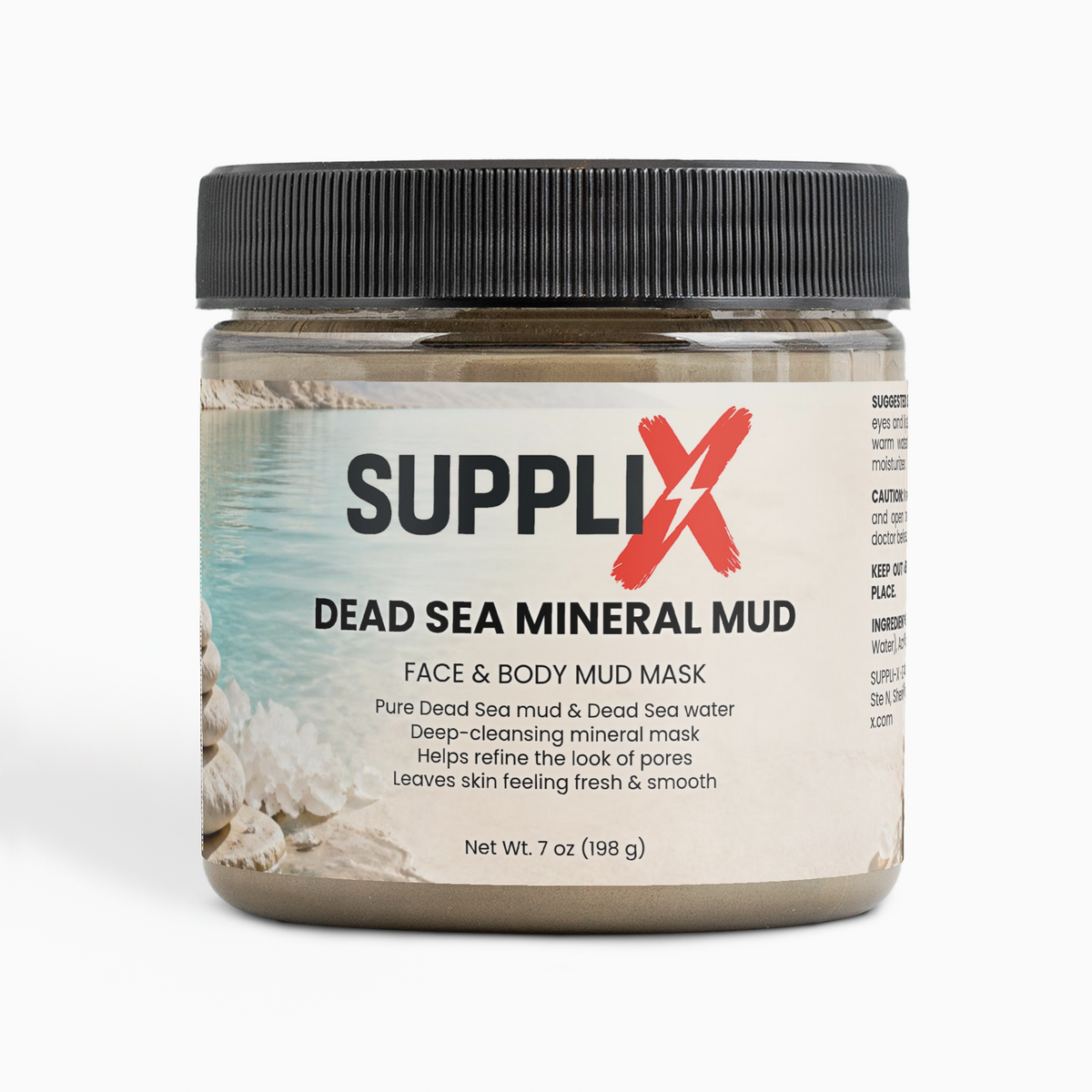 SUPPLI-X Dead Sea Mineral Mud – face and body mud mask, 7 oz jar