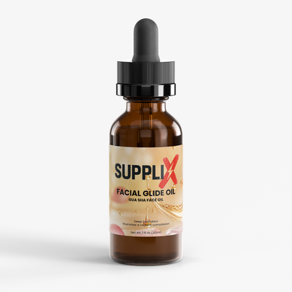 SUPPLI-X Facial Glide Oil – gua sha face oil with rosehip, camellia and baobab oil, 30 ml dropper bottle