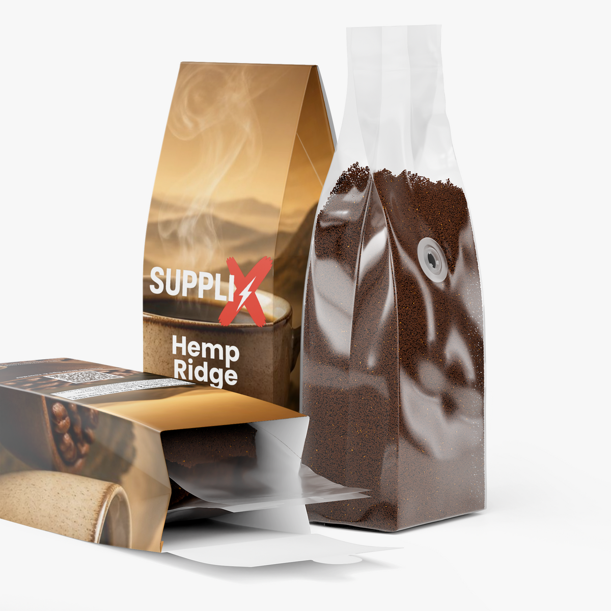 SUPPLI-X Hemp Ridge ground coffee bag, front and back