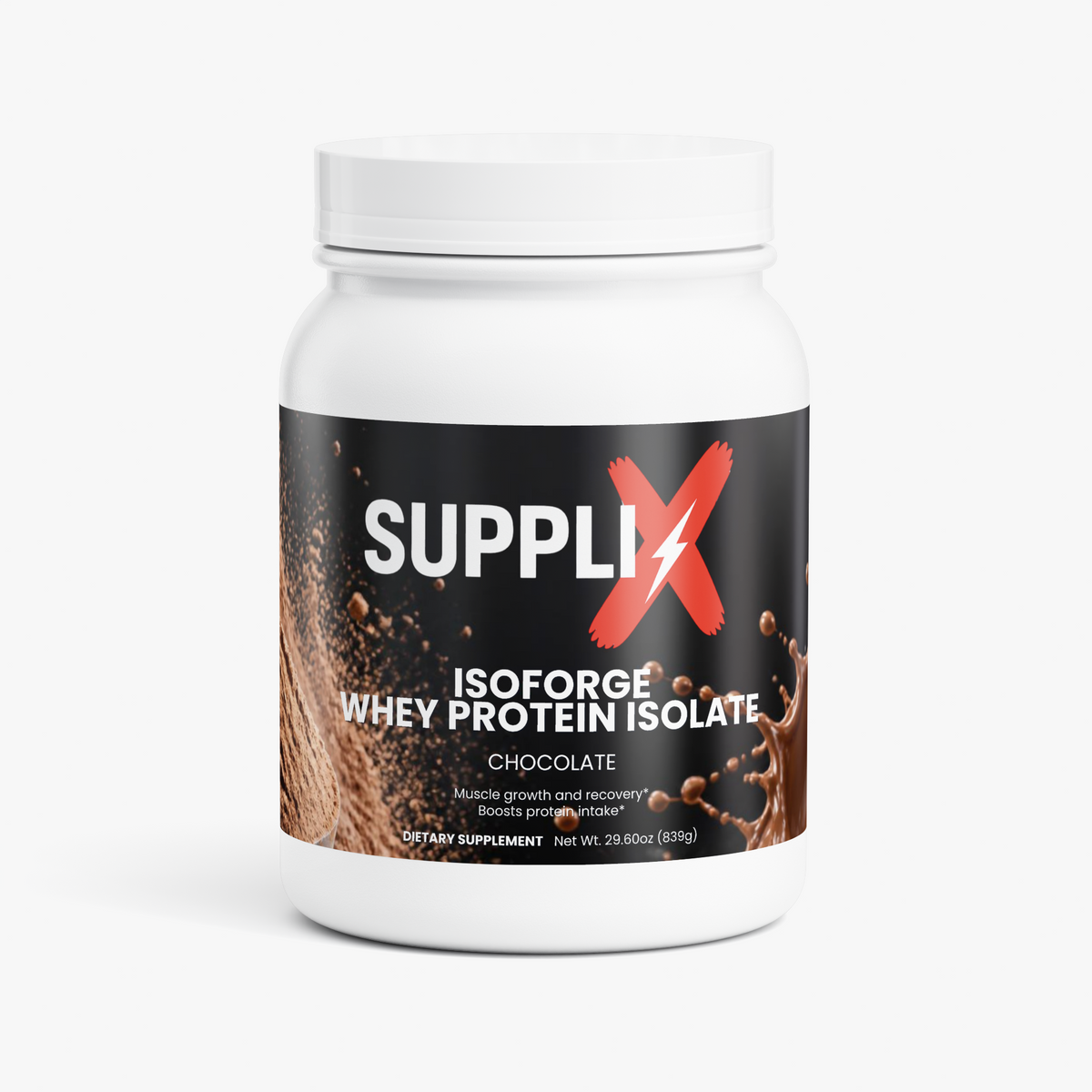 SUPPLI-X IsoForge Whey Isolate Chocolate – whey protein isolate powder with MCT, 22g protein, 839g