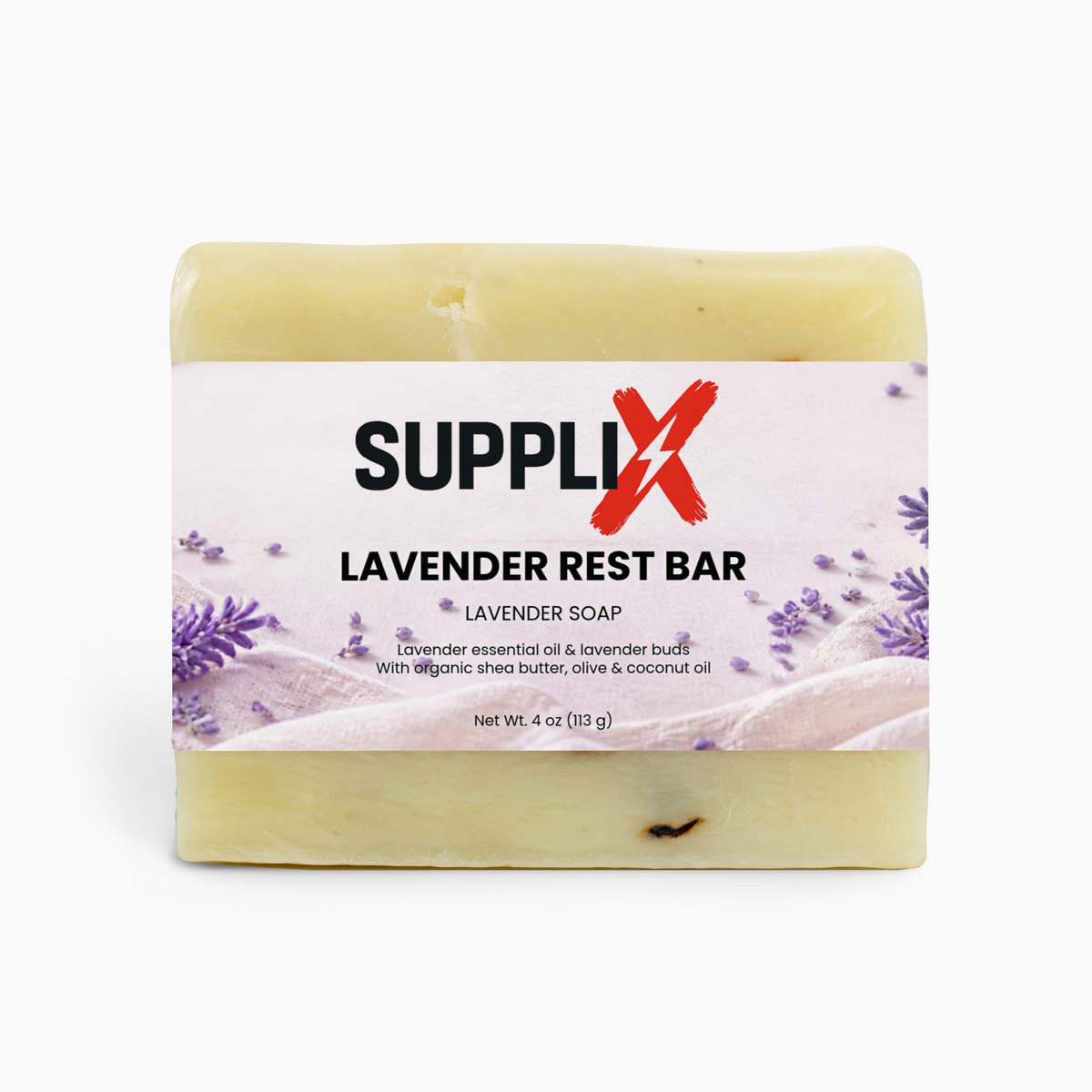 SUPPLI-X Lavender Rest Bar – lavender soap with lavender essential oil and lavender buds, 4 oz