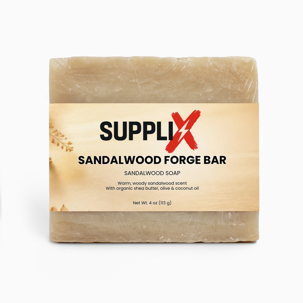 SUPPLI-X Sandalwood Forge Bar – sandalwood scented soap with organic shea butter, 4 oz
